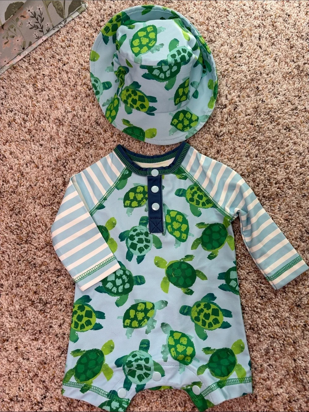 Mud Pie Navy Trim Baby Rashguard Set with Light Blue Accents
